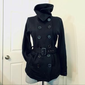 Black double breasted pea coat